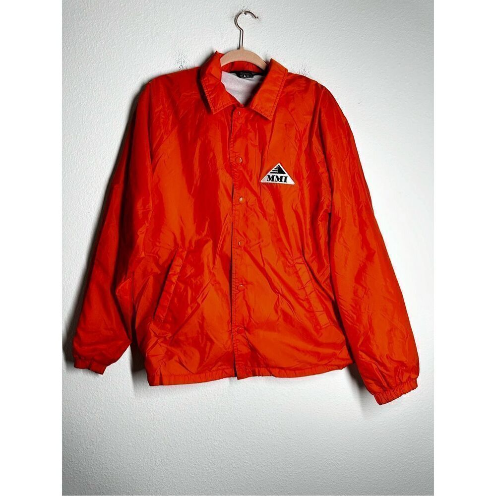VTG Auburn Sportswear Snap Front Windbreaker Coaches Jacket Orange Size M Men’s